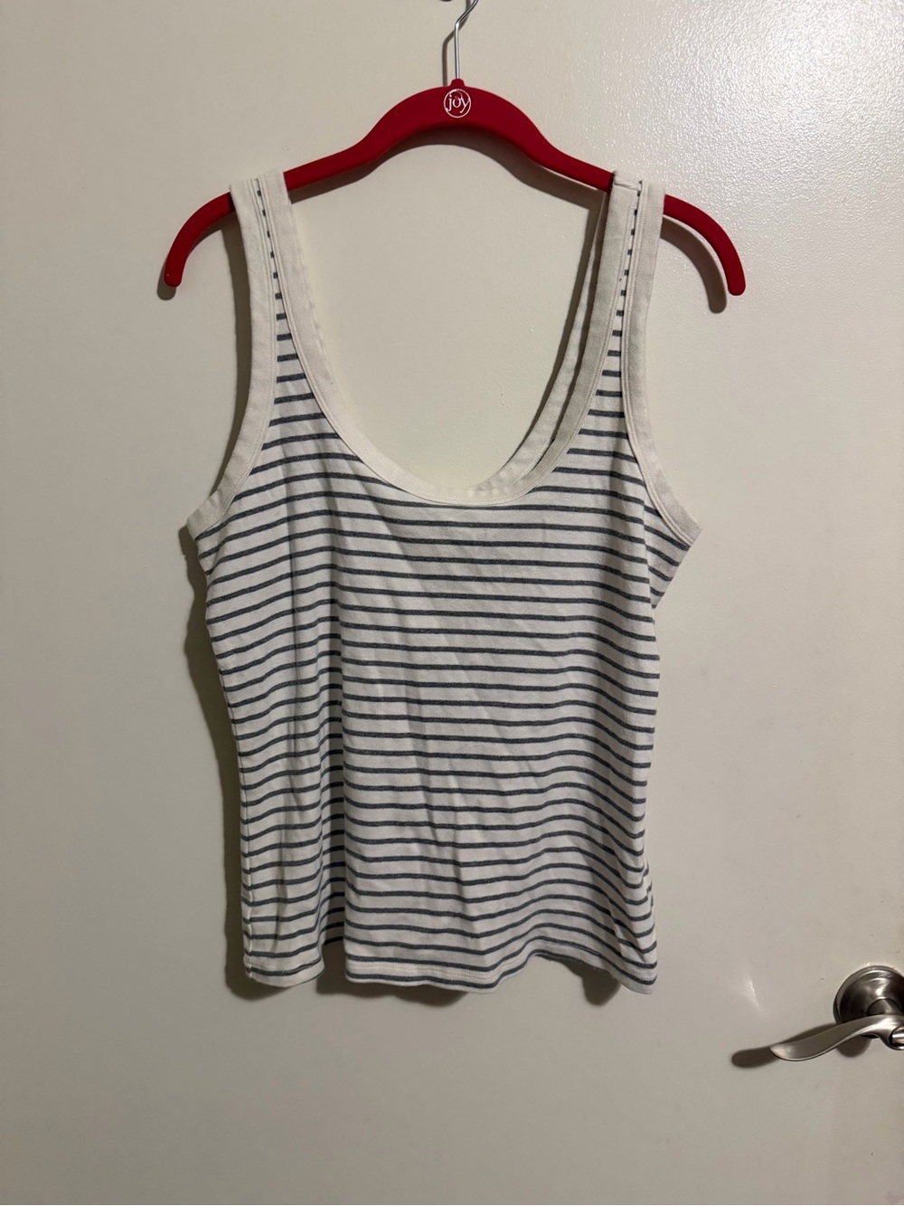 Abercrombie & Fitch White Tank with Navy Stripes